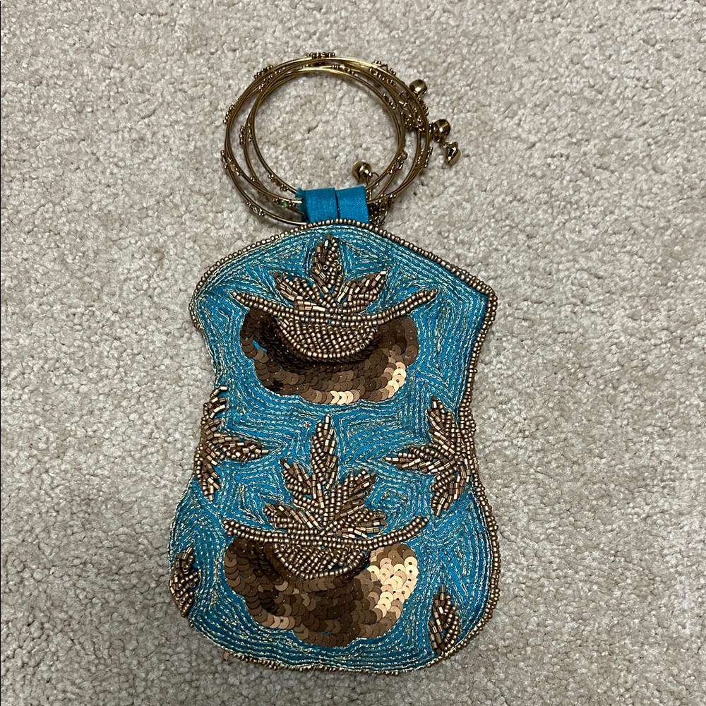 David Jeffery Beaded Blue and Gold Handbag